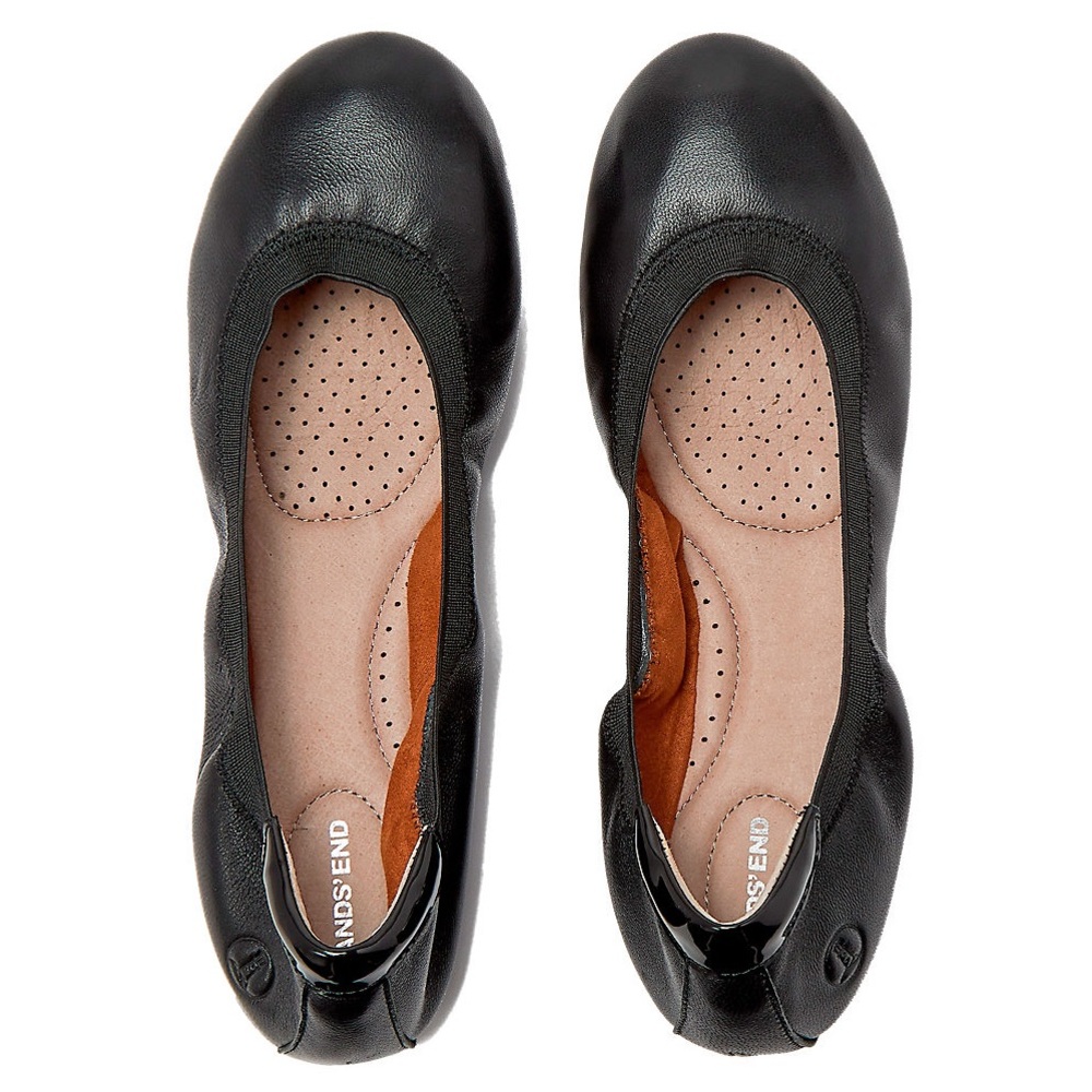 Lands' End WOMEN'S COMFORT SLIP ON LEATHER BALLET FLATS US Size 8.5